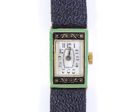 A lady's 18ct gold Girard-Perregaux wristwatch, 17 jewel mechanical movement, with Art Deco Arabic numerals and silvered dial