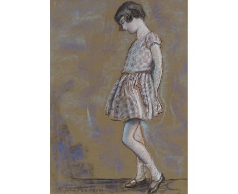 Harry John Pearson RBA (1872 - 1933), charcoal/chalk, portrait of a girl, 14" x 10", framed 