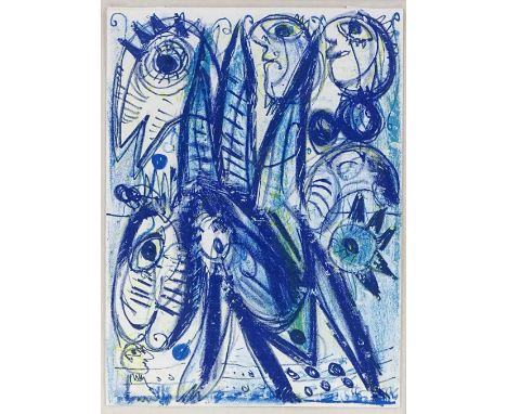 Carl Henning Pedersen (Cobra Group), lithograph, fantasy, from and edition of 500 published in the 1960s, sheet size 12.5" x 