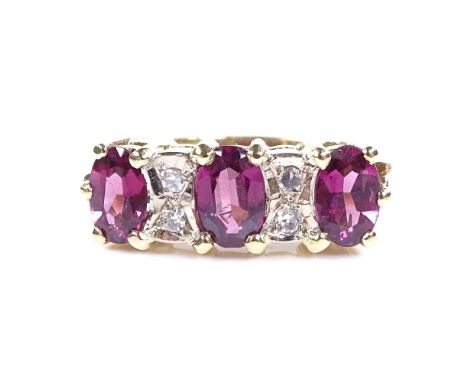 An 18ct gold 7-stone tourmaline and diamond half-hoop ring, maker's marks AC.Co, hallmarks London 1975, setting height 6.7mm,