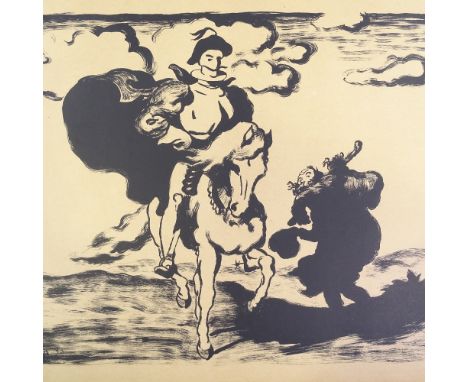 Louis Anquetin (1861 - 1962), lithograph, "Jean Moreas et Paul Verlaine" 1893, sheet size 16.5" x 22", unframed 