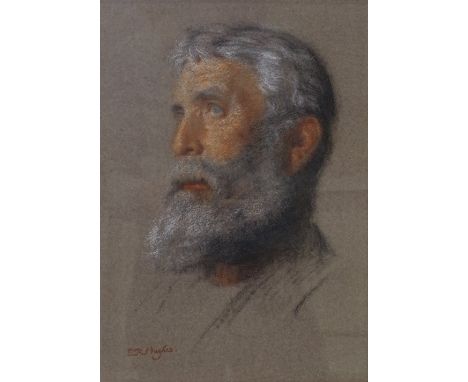 E R Hughes, coloured pastels, portrait of John Mackenzie, Britain's first professional mountain guide, 14" x 10", and a sangu