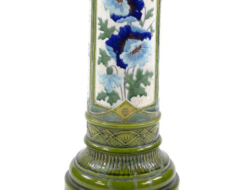 A Burmantofts green/blue glaze pottery jardiniere stand 
