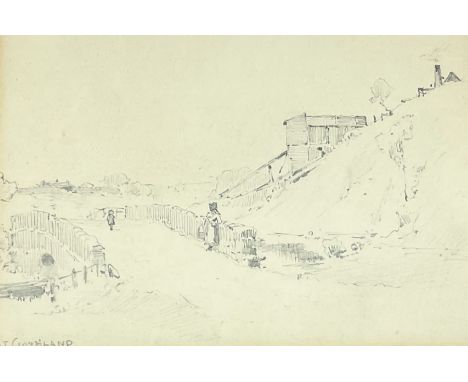 John Edward Bromby RBA (British 1809-1889): 'At Goathland', pencil sketch from sketchbook unsigned, inscribed verso 8cm x 11c