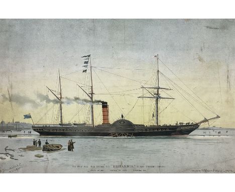 'The First Royal Mail Steamer - the Britannia (Cunard Steamship Company)', mid 19th century chromolithograph pub. Marcus Ward