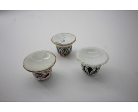 3 porcelain patch holders, various designs 