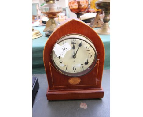 Edwardian Mahogany Mantel Clock, with shell inlay