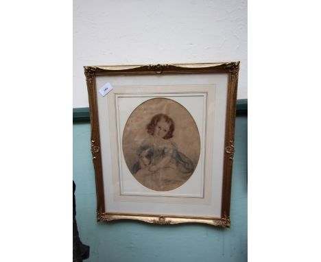 Water colour, Alfred Douglas, girl with whippet, signed Verso