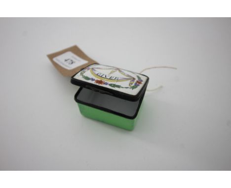 Bilston enamel patch box marked 'Esteem the Giver' - good order