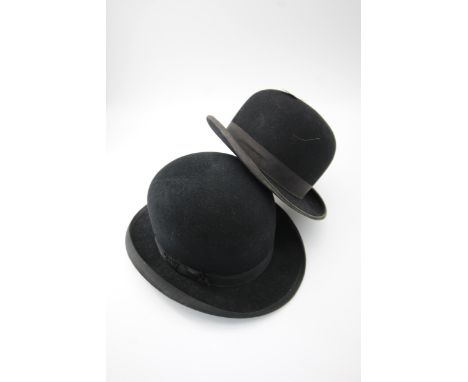 2 vintage bowler hats