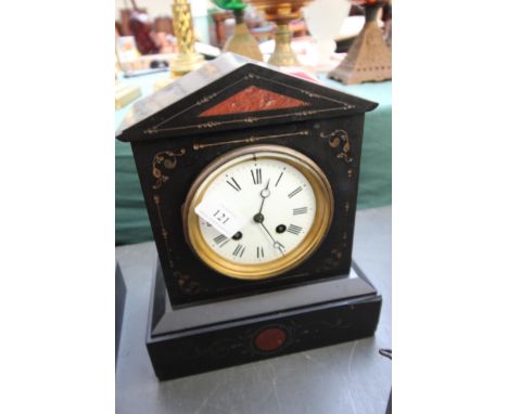 Victorian Slate Mantel clock with enameled face 