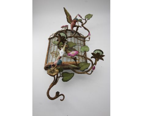 Decorative ceramic and metal candleholder with Hummingbirds together with metal glazed wall feature