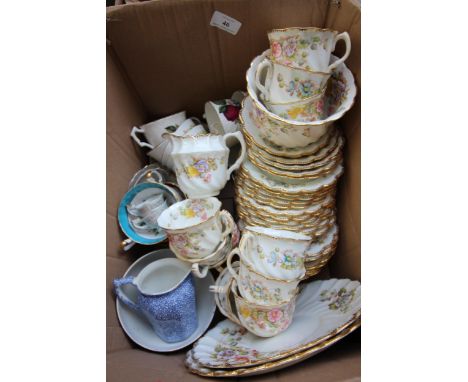 Part china tea-service of flower design (unnamed) together with other china teacups  