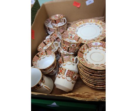 Roslyn part tea-set, side plates, cups and saucers, milk, sugar jug and sandwich plate 