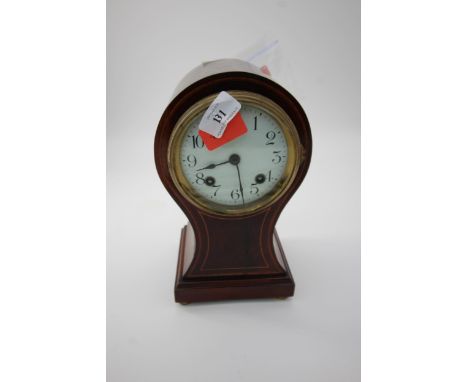 Edwardian wood mantel clock, with key