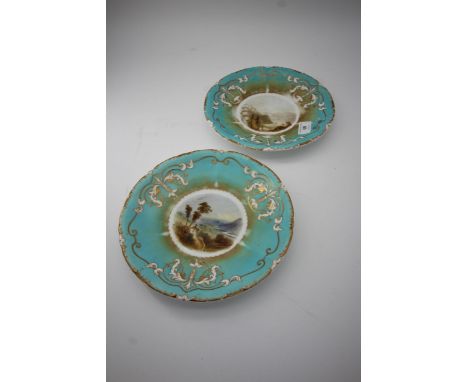 Attractive ceramic plates, 1 marked Lake of Brientz and the other La Tour of Luzern, both marked to base Copeland Garrett 183