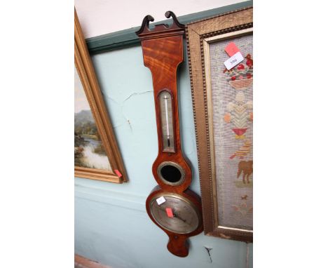 Mahogany banjo styled barometer by D. Gugeri, Boston