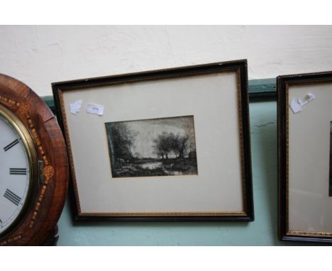 Fine framed etching by Jean Baptiste-Camille COROT, 1796-1875 signed Charles Nicholls & Son, Manchester label on reverse 