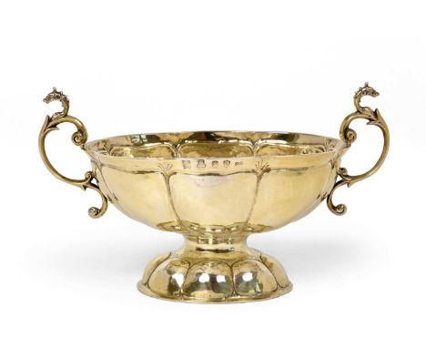 A German Silver-Gilt Brandy-Bowl, by Neresheimer, Hanau, Circa 1900, in the 17th century Dutch style, lobed oval and on confo