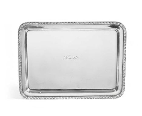 A Spanish Silver Dish, Maker's Mark ME, A Vase Between, Further Stamped 'La Onza de Oro', Second Half 20th Century, oblong an
