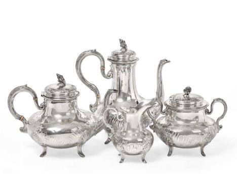 A Four-Piece French Silver Tea and Coffee-Service, by Champenois, The Sugar-Bowl by Flament et Fils, Paris, Circa 1900, each 