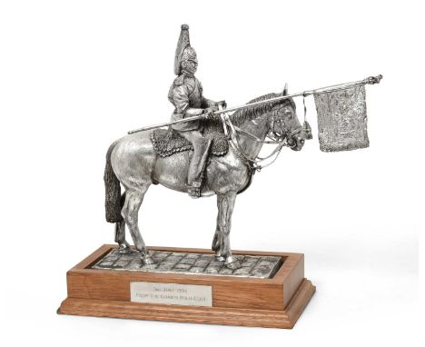 An Elizabeth II Silver Model of a Cavalry Officer, Marked Indistinctly, Probably Birmingham, 1996, Retailed by Carrington at 