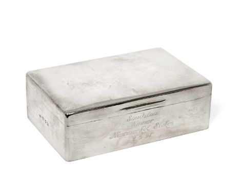 An Elizabeth II Silver Cigarette-Box, by Padgett and Braham Ltd., London, 1996, oblong with hinged and slightly domed cover, 