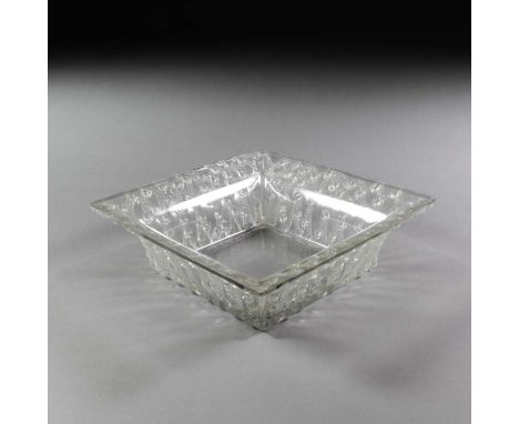 A Lalique Roses, Frosted and Clear Glass Square Coupe, wheel engraved Lalique France, 24.5cm squareFootnote: See Félix Marcil