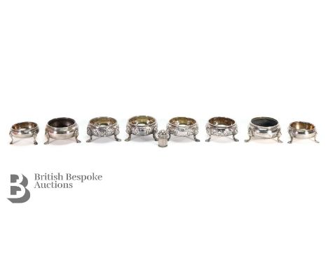 Four silver cruet, two are London hallmark, dated 1737 and the other two are of a similar date but rubbed, all four are embos