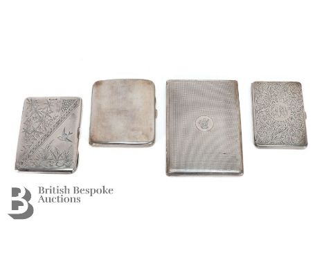 Early 20th century cigarette cases. The first is a George VI cigarette case, Birmingham hallmark dated 1937, mm Henry Cliffor