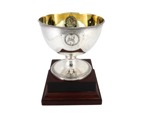 A George III silver commemorative rose bowl, London hallmark, dated 1784, mm Thomas Chawner. The bowl of circular form, the r