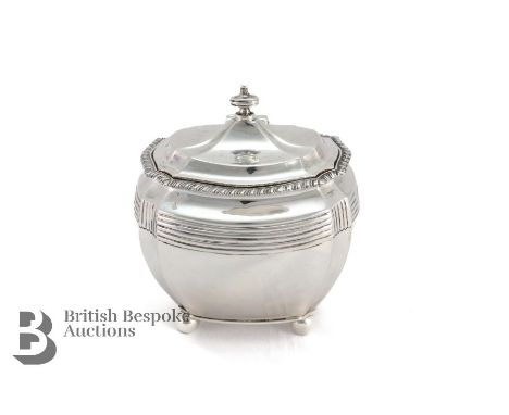 Silver tea caddy, London hallmark, dated 1900, approx 213.5 gms.&nbsp;