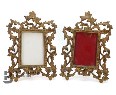 Pair of French brass easel frames, in the rococo style, approx 19 x 28 cms