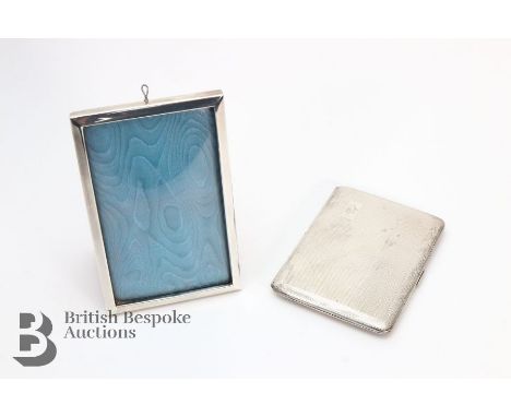 George VI silver cigarette case, Birmingham hallmark, dated 1946, mm G &amp; S Co Ltd, engine-turned decoration monogram PR, 