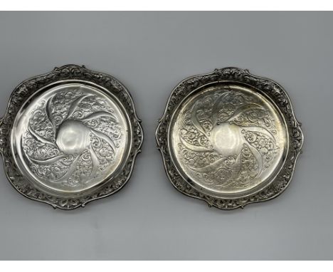 Two Hallmarked Silver Small Trays. 
Total Weight 358gr. 