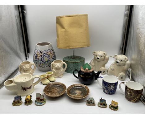 Assorted Lot to include Poole England Vase and Lamp, Wade and others. 