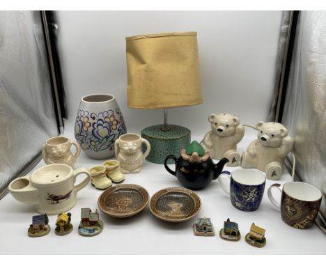 Assorted Lot to include Poole England Vase and Lamp, Wade and others. 