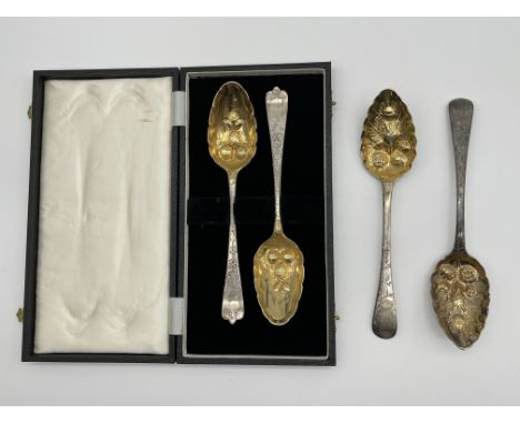 Four Hallmarked Silver Berry Spoons.
Total Weight 266gr. 