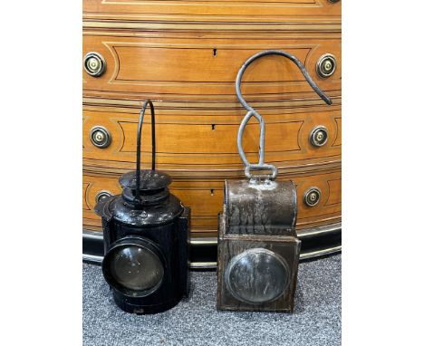 Great Eastern Railway brake van lamp, and Adlake signal post lamp with tank and burner. 