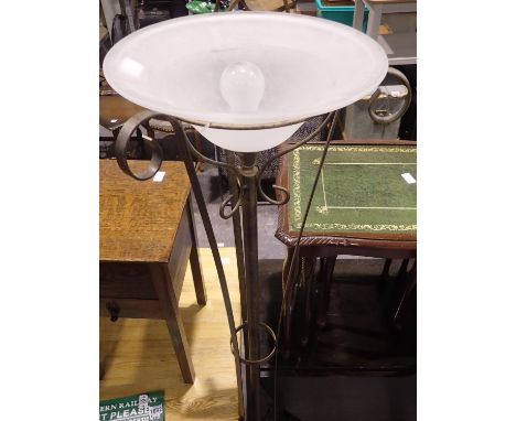 Large bronzed standard lamp, H: 175 cm. Not available for in-house P&amp;P 