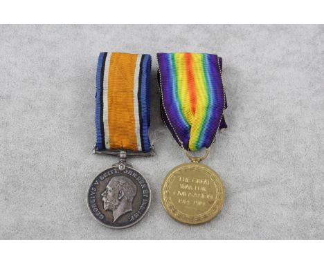 WW1 medal pair  w/ original ribbons named 4465 Private R.Burton East Yorks Regiment  items are in vintage condition signs of 