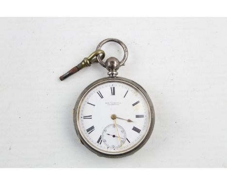 Vintage gents hallmarked .925 sterling silver pocket watch  key-wind  spares and repairs  maker - Robert Roskell Liverpool w/