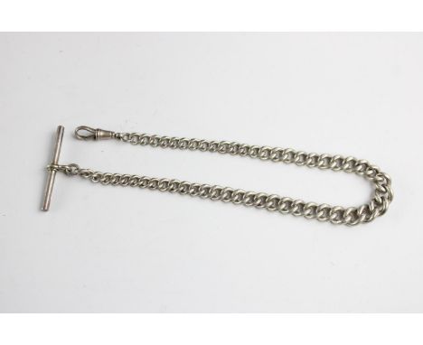Vintage sterling silver graduated albert watch chain 