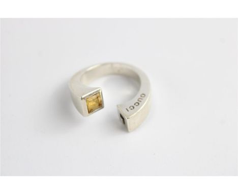 Sterling silver Gucci ring set with a citrine 