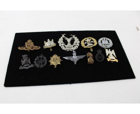 12  Vintage military cap badges WW1 and WW2 