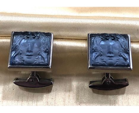 Lalique masque de femme silver cufflinks (14.7g) 