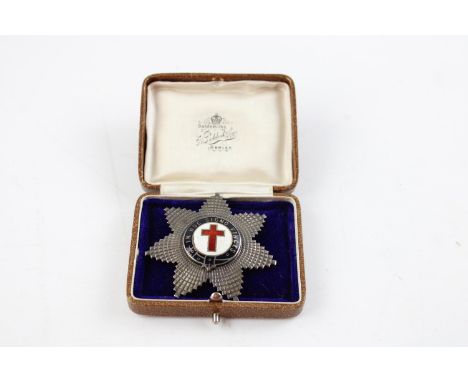 Vintage Hallmarked sterling silver masonic star knights templar enamel breast badge 'In Hoc Signo Vinces' hallmarked Birmingh