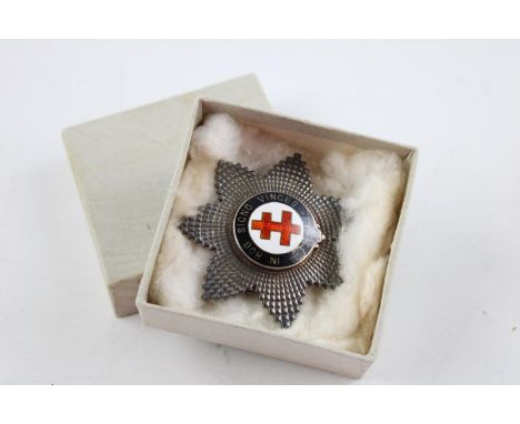 Vintage hallmarked .925 sterling silver &amp; enamel masonic knights templar star breast badge / jewel 43g hallmarked Birming