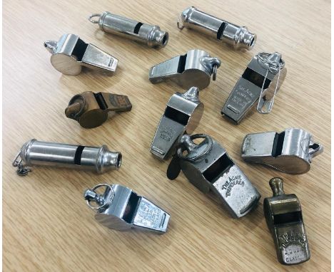 12 x Assorted Vintage WHISTLES Working Inc ACME Thunderer Etc 