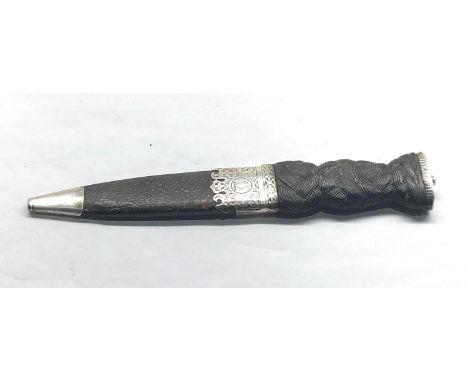 Vintage Scottish dirk / dagger white metal fitting blade corroded measures approx 19cm long 
